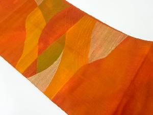 リサイクル　手織り紬抽象模様織出し名古屋帯